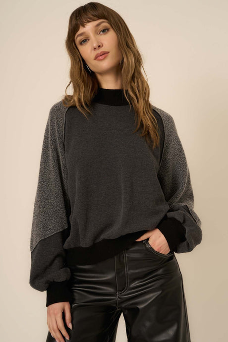 Bette Seamed Fleece Mock Neck Sweatshirt SWEATSHIRT Project Social T 