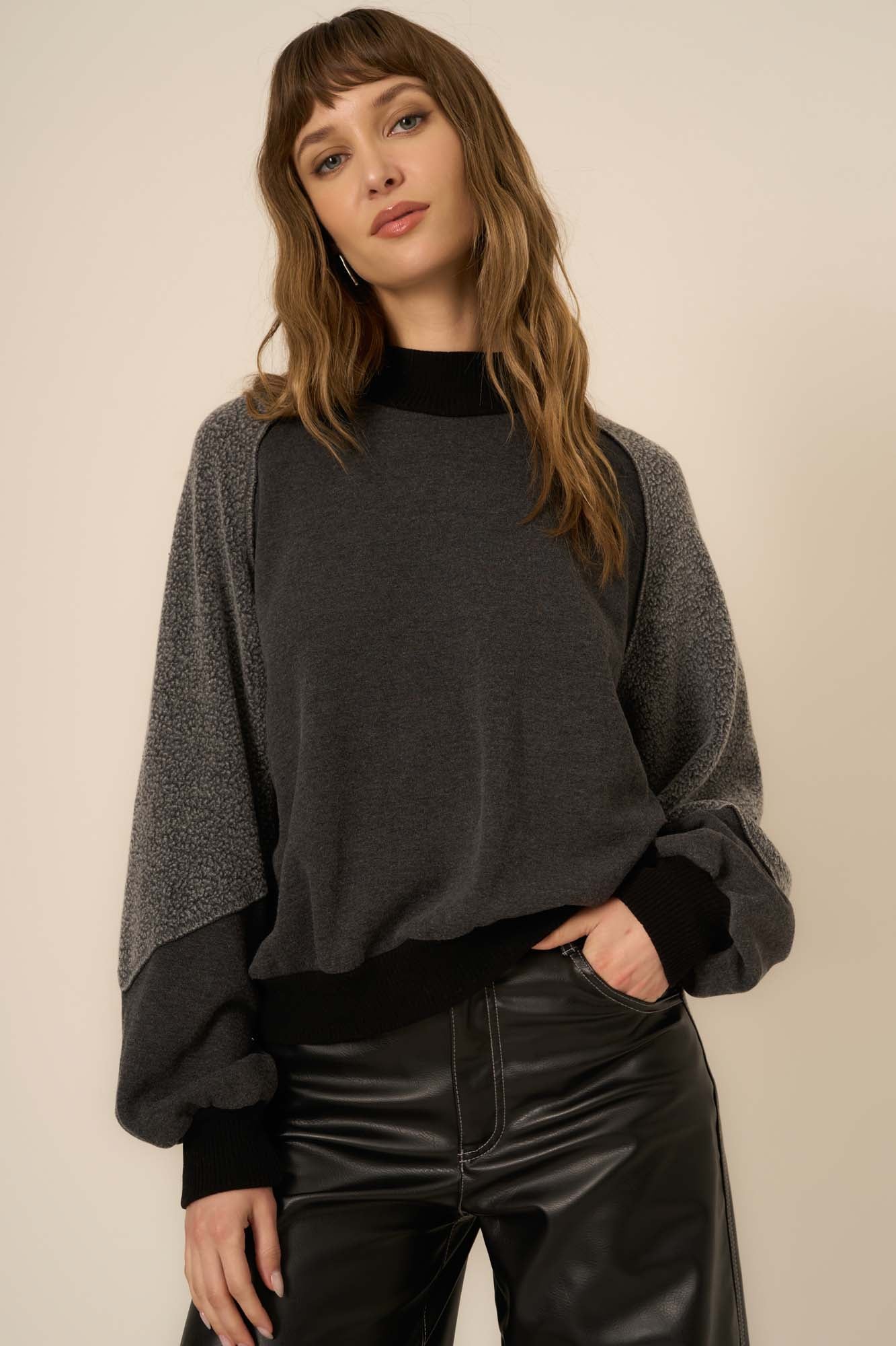 Sanna Boat Neck Sweater Rib Long Sleeve - Russet Brown