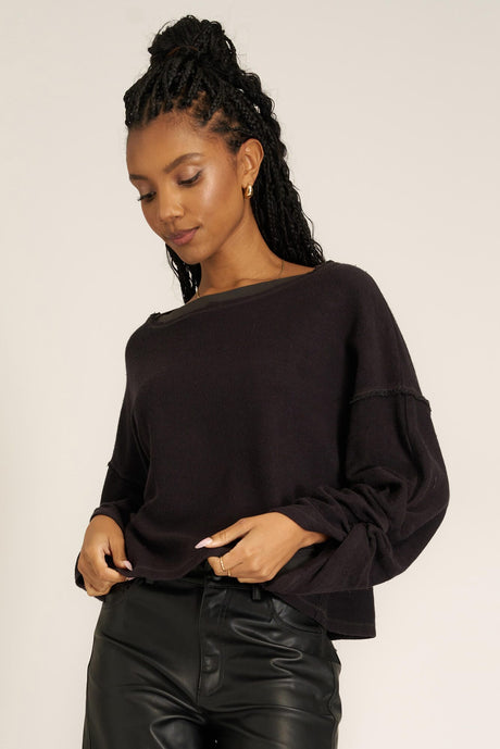 Callie Ruched Sleeve Textured Sweatshirt SWEATSHIRT Project Social T 
