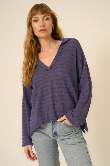 Capistrano Collared Pullover in Electric Indigo