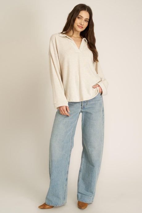 Chiara Cozy Collared Pullover LONG SLEEVE Project Social T 