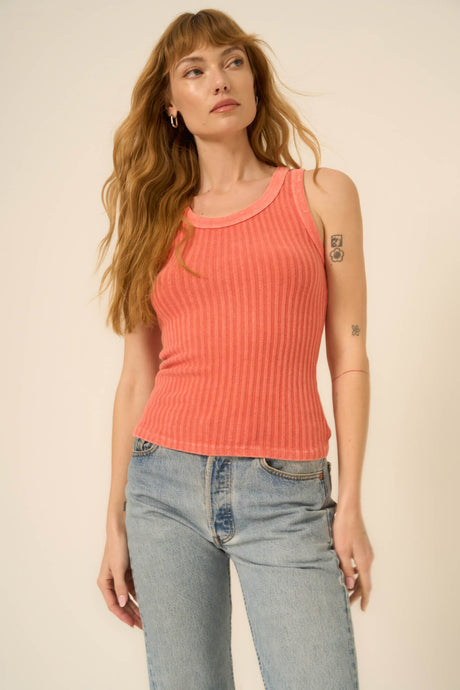Cooper Sweater Rib Tank in MW Heather Coral