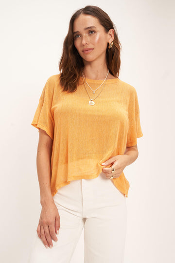 Dani Two-For Mesh Tee in Golden Sand