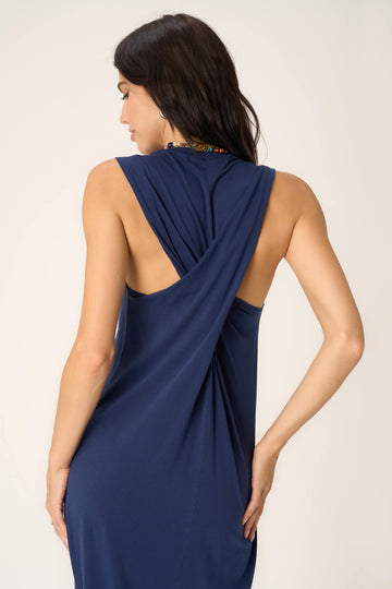 Darla Twist Back Washed Tank Dress in Navy Bliss