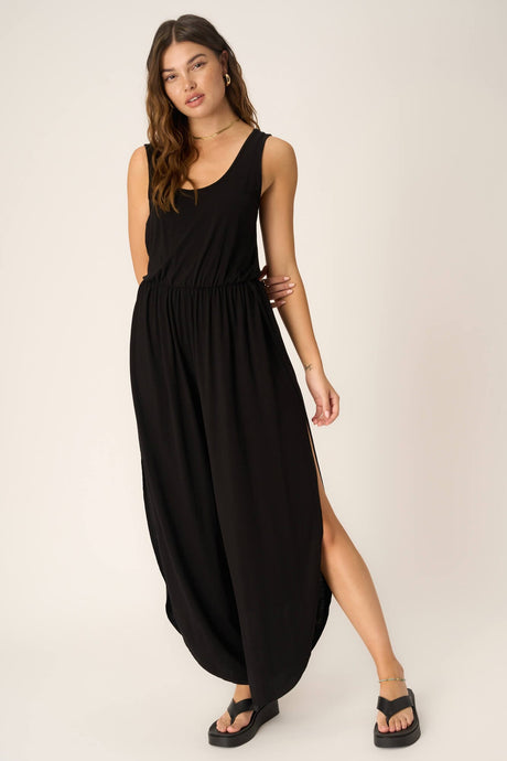 Do It Again Scoop Neck Jumpsuit in Black