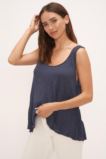 Eclipse Textured Tank in Navy Peony