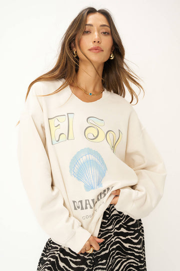 El Sol Cut Crew Sweatshirt in Oat Milk