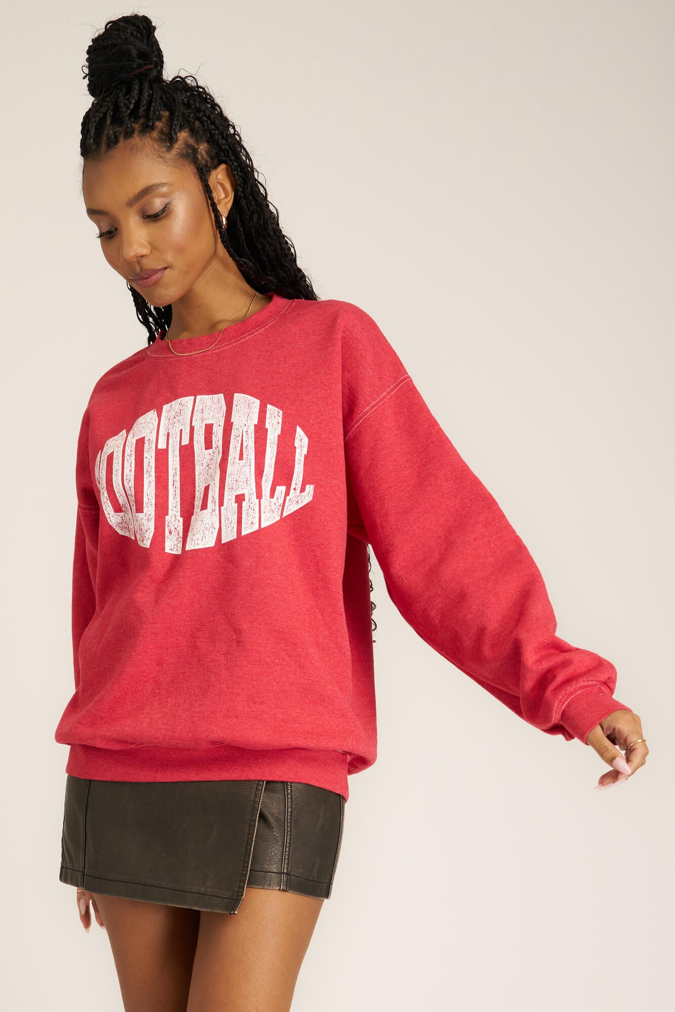 All Seeing Eye Embroidered Oversized Sweatshirt - Brandy