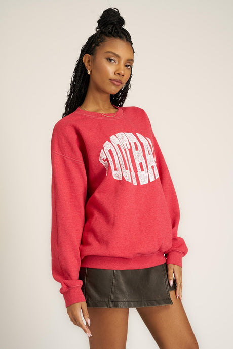 Football Oversized Sweatshirt in Red Dahlia