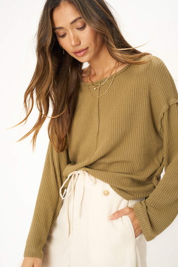 Get It Right Textured Rib Long Sleeve in Tumbleweed
