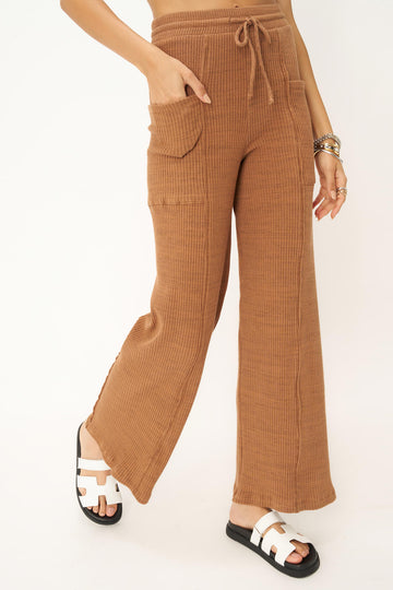 Isola Marled Sweater Rib Pant in Root Beer