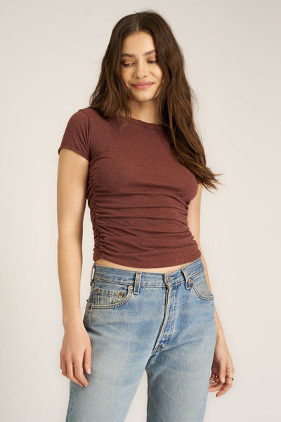 Izzie Heathered Ruched Baby Tee – PROJECT SOCIAL T