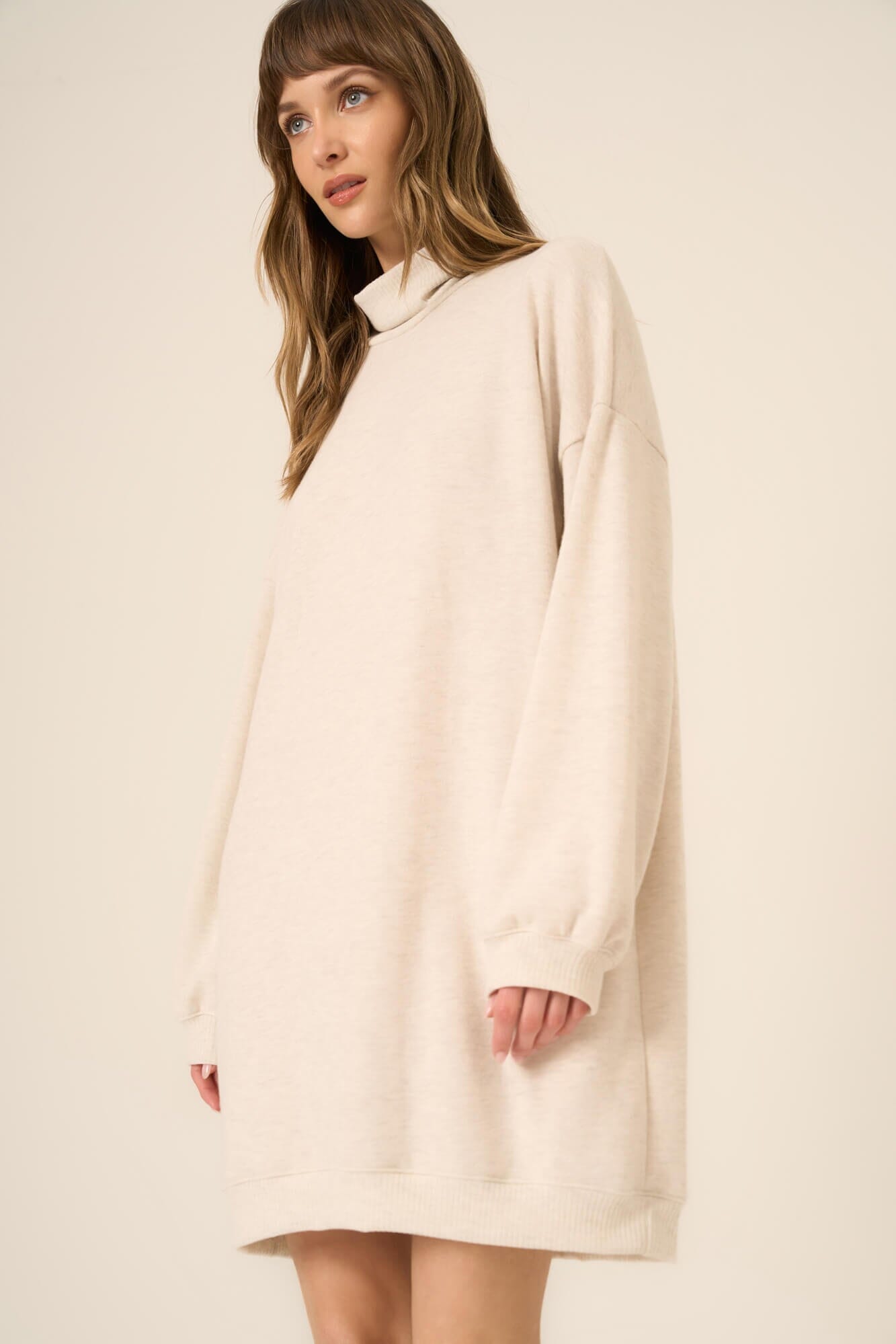 Kai Funnel Neck Cozy Dress Oatmeal / L by Project Social T