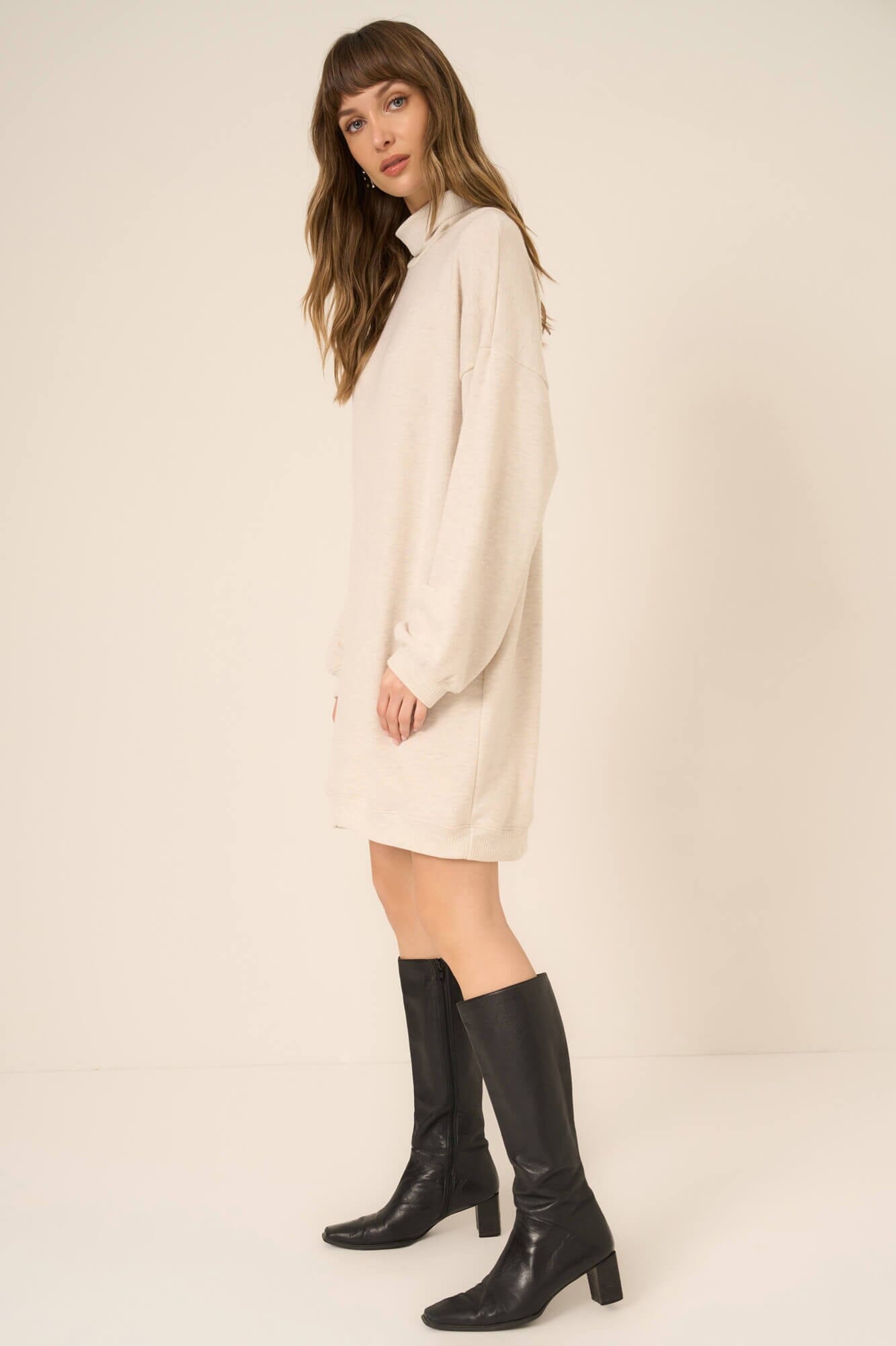 Kai Funnel Neck Cozy Dress Oatmeal / L by Project Social T