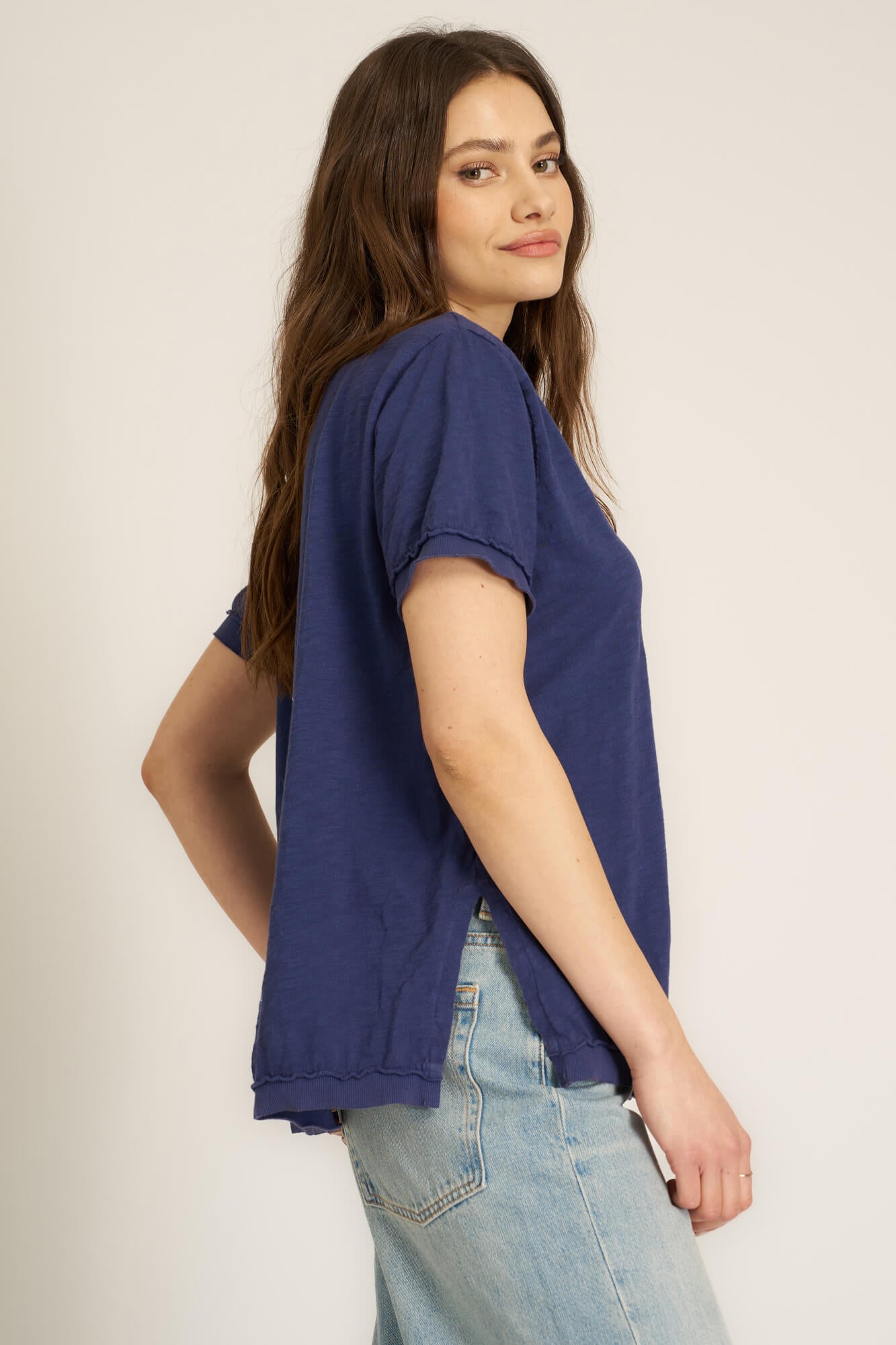 Sanna Boat Neck Sweater Rib Long Sleeve - Rich Indigo