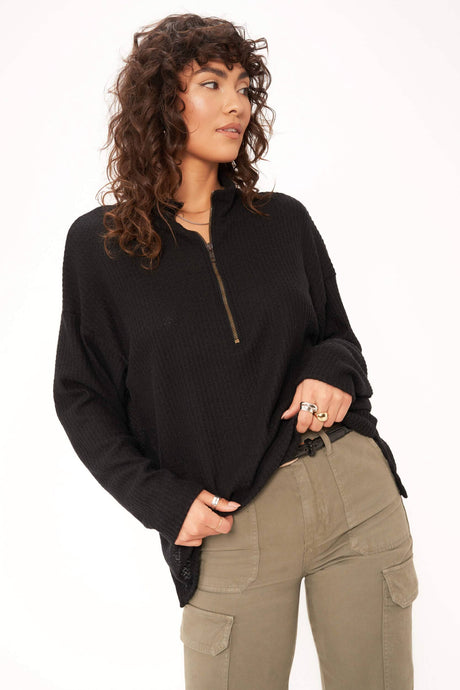 Last Kiss Cozy Half Zip Tunic LONG SLEEVE Project Social T 