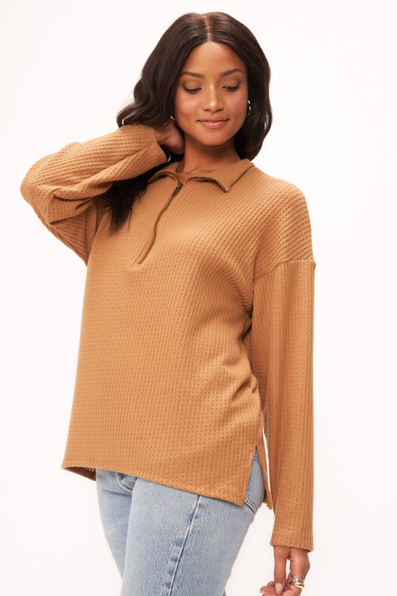 トップス seesee WOOL SUPER BIG FLAT SS T set up Sammie Brushed Thermal Half Zip – PROJECT SOCIAL T