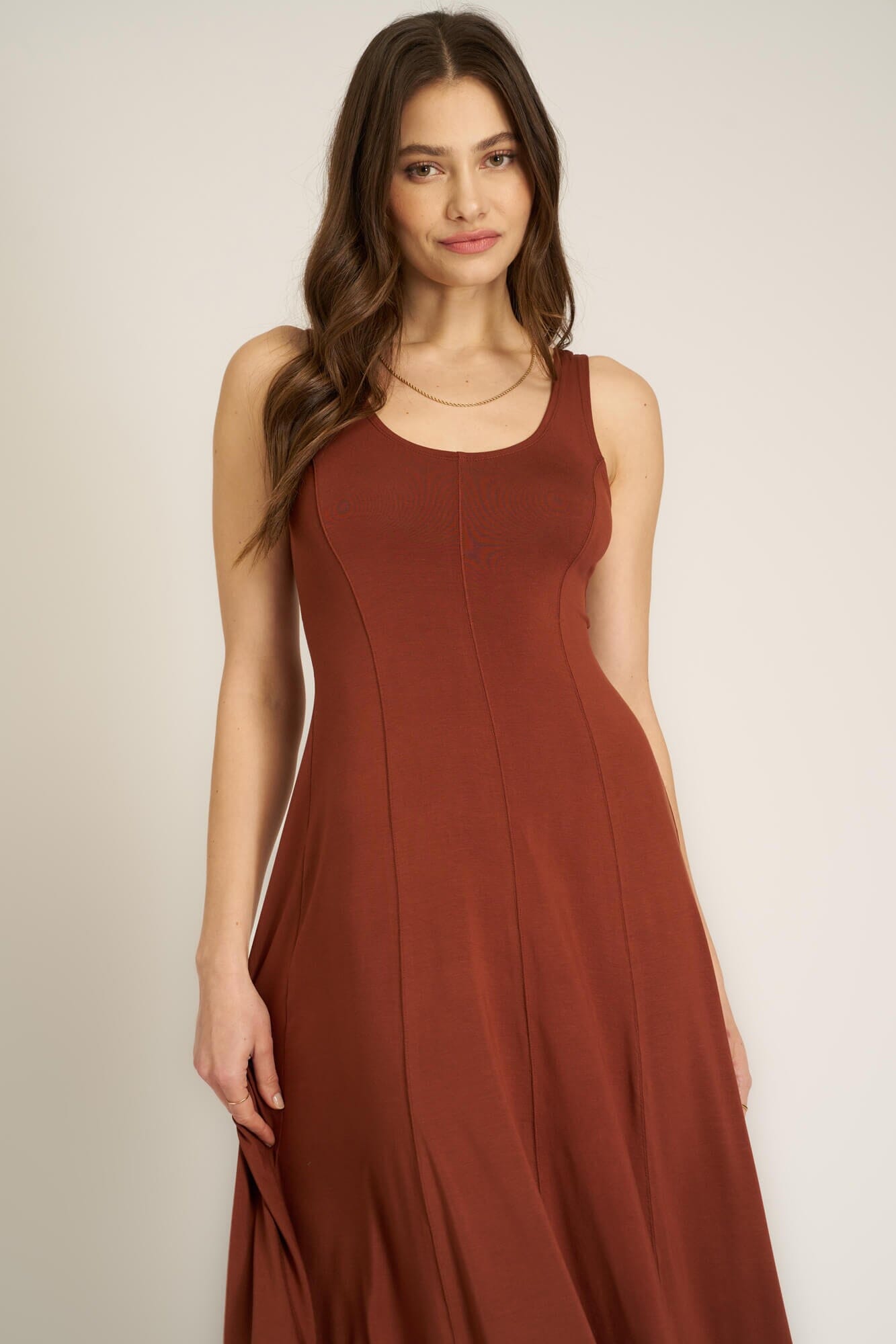 Loma Seamed Tank Dress Russet Brown / S by Project Social T Loma Seamed Tank Dress Russet Brown / S by Project Social T