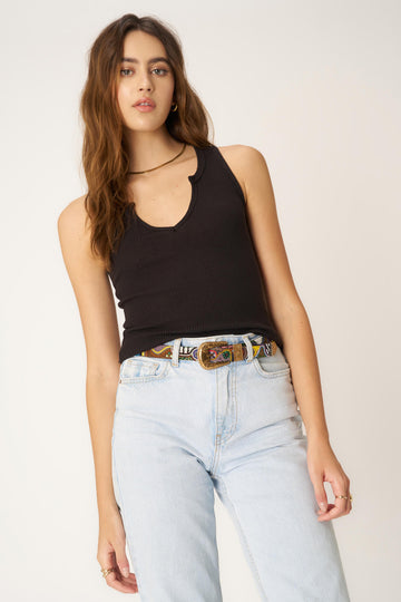 Madly Rib Notch Tank in Black