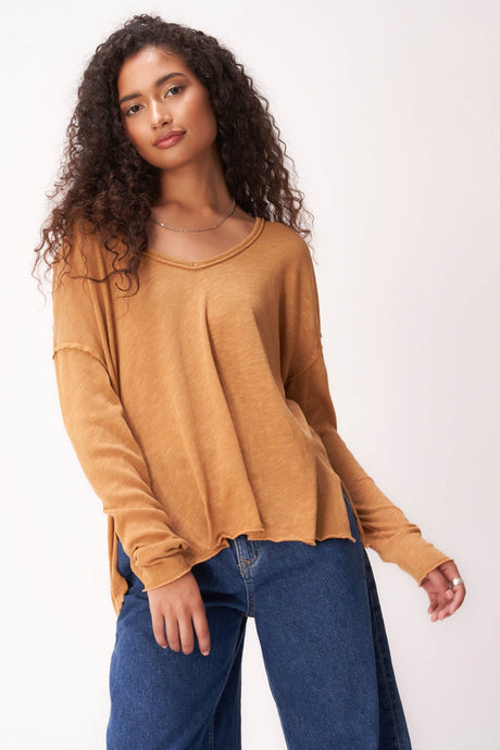 Mae Textured Relaxed V-Neck Long Sleeve LONG SLEEVE Project Social T 