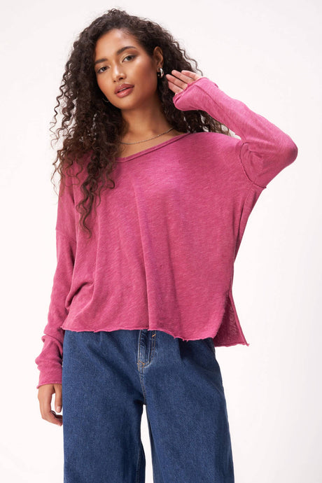 Mae Textured Relaxed V-Neck Long Sleeve LONG SLEEVE Project Social T 