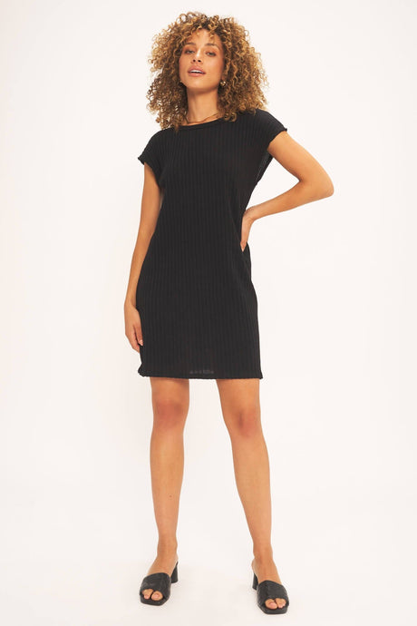Marissa Snap Back Sweater Rib Dress in Black
