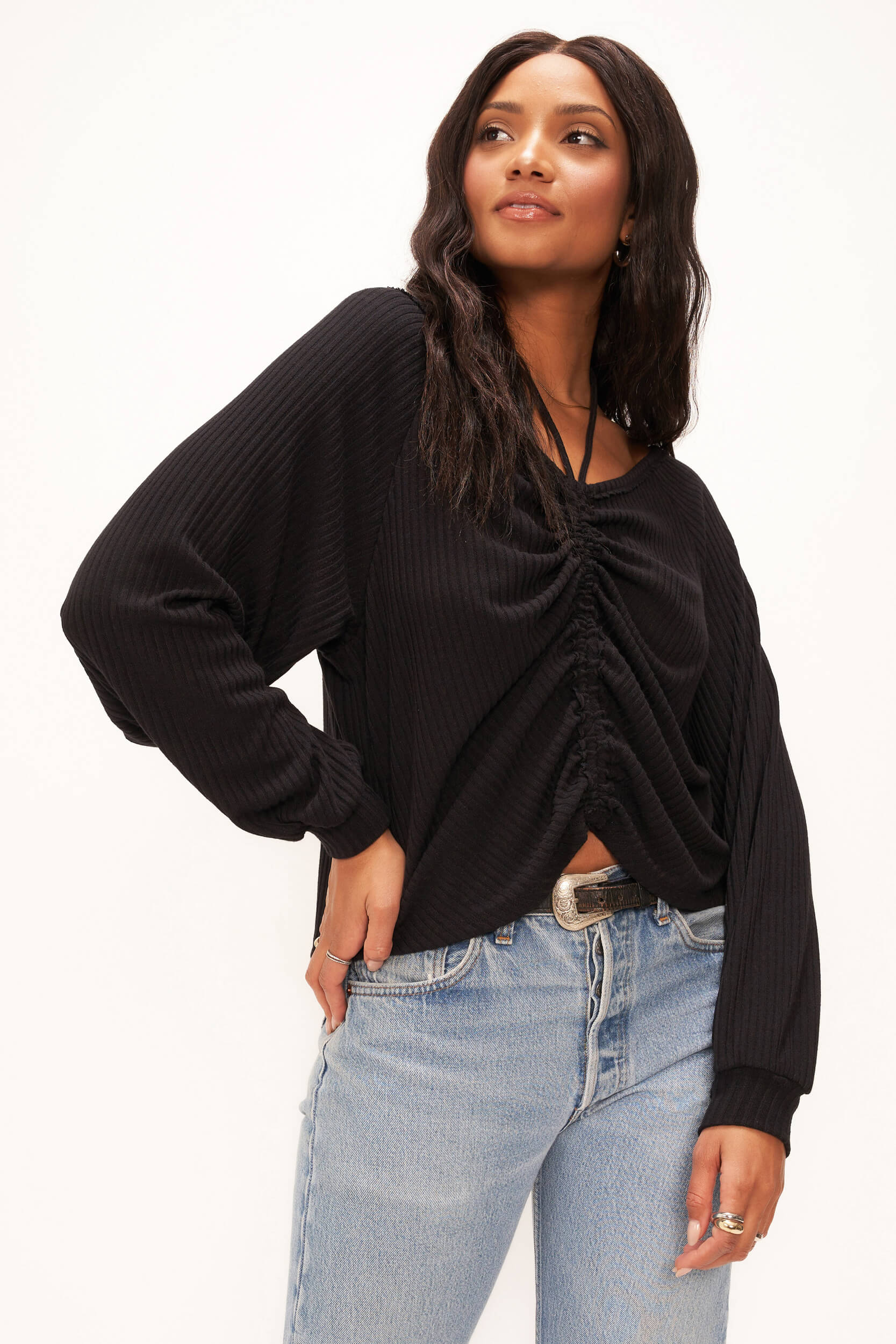 Sparks Seamed Rib Funnel Neck Long Sleeve - Black – PROJECT SOCIAL T