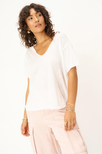 Robby Scoop Neck Tee in White