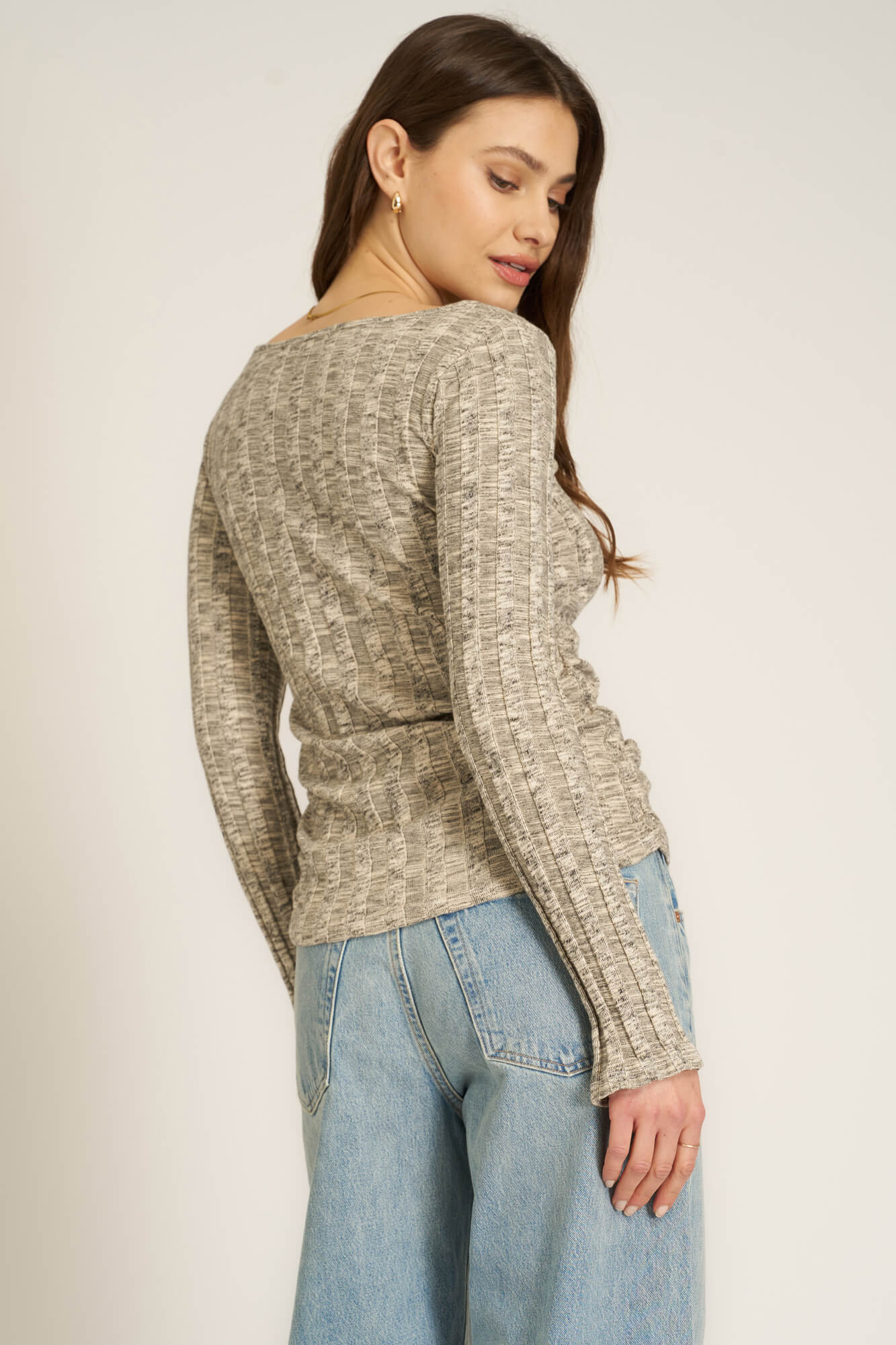 Boat Neck Sweater Long Sleeve Ribbed Sweater Boat Neck Ribbed