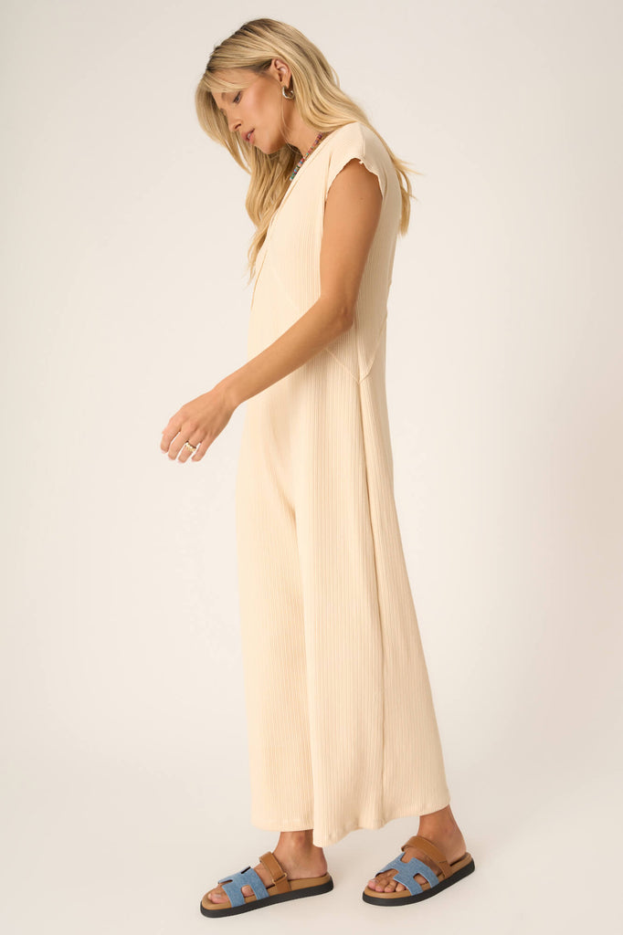 See Me Seamed Pointelle Jumpsuit in Chalk