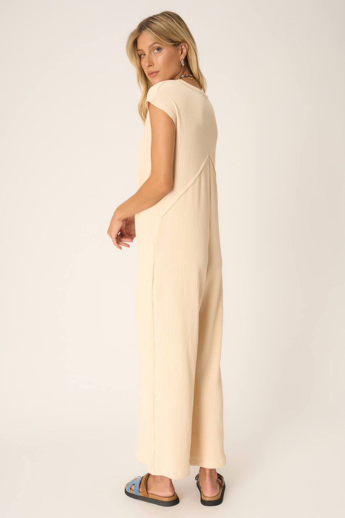 See Me Seamed Pointelle Jumpsuit in Chalk