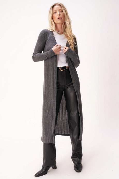 Slumber Heathered Cozy Rib Maxi Cardi CARDIGAN Project Social T 