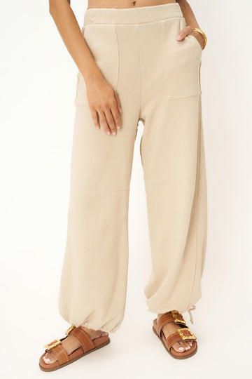 Take A Bow Tie Bottom Parachute Pant in Hazelnut Khaki