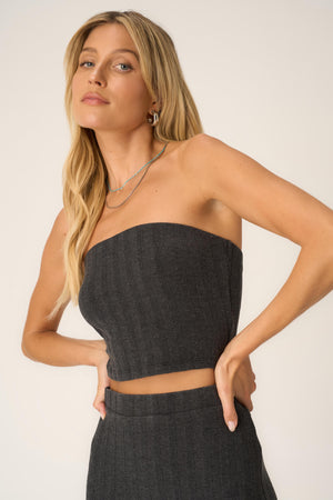 Rest & Recreation RR Logo Knit Tube Top - White