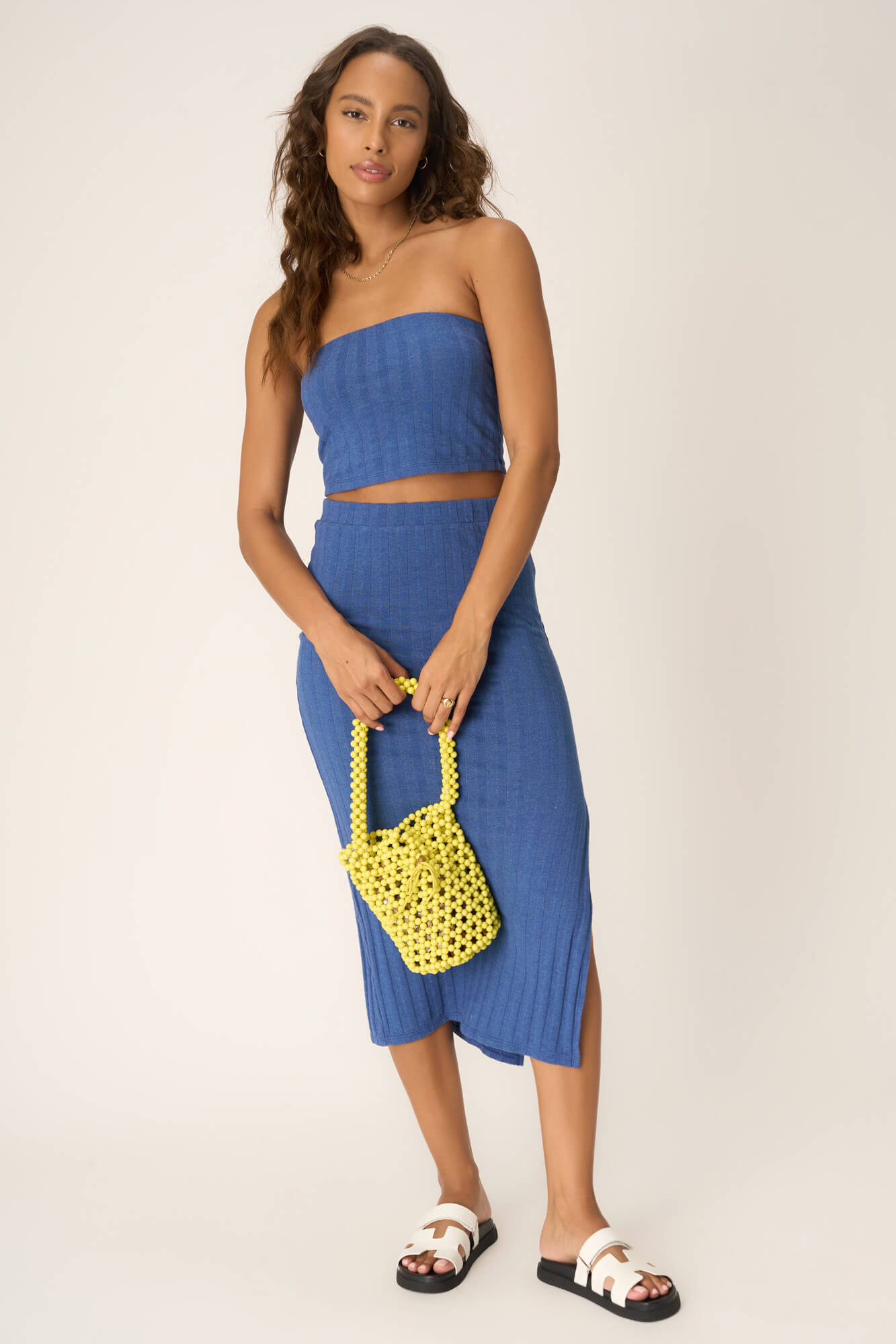 Tetsu Textured Rib Tube Top Electric Indigo PROJECT SOCIAL T