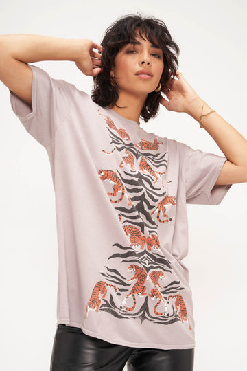 Tiger Symmetry Relaxed Tee in Warm Grey