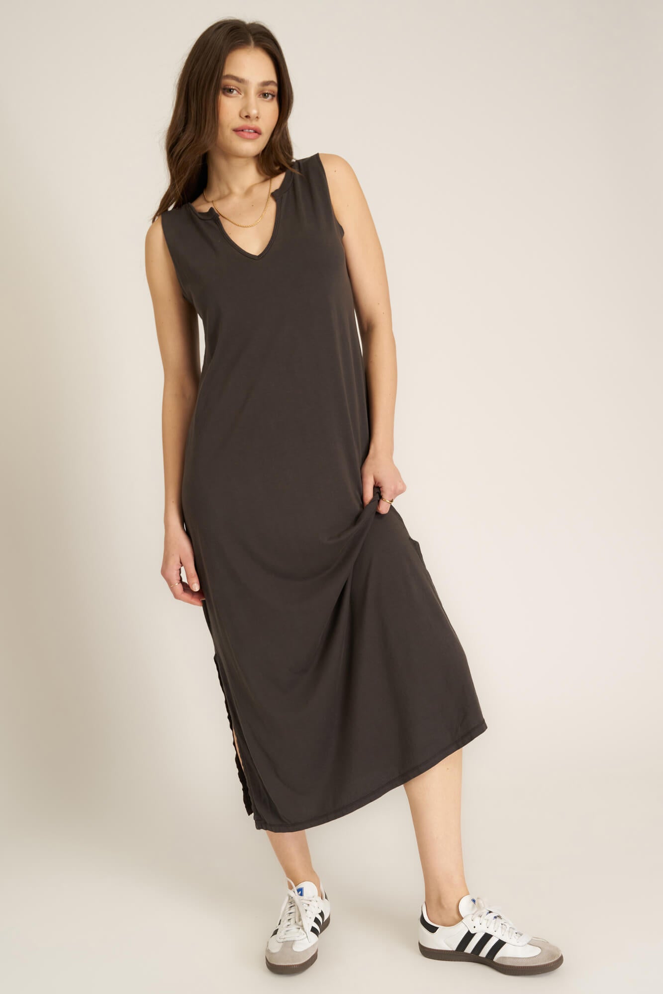 Ventura Notch Neck Dress Vintage Black / M by Project Social T Ventura Notch Neck Dress Vintage Black / M by Project Social T