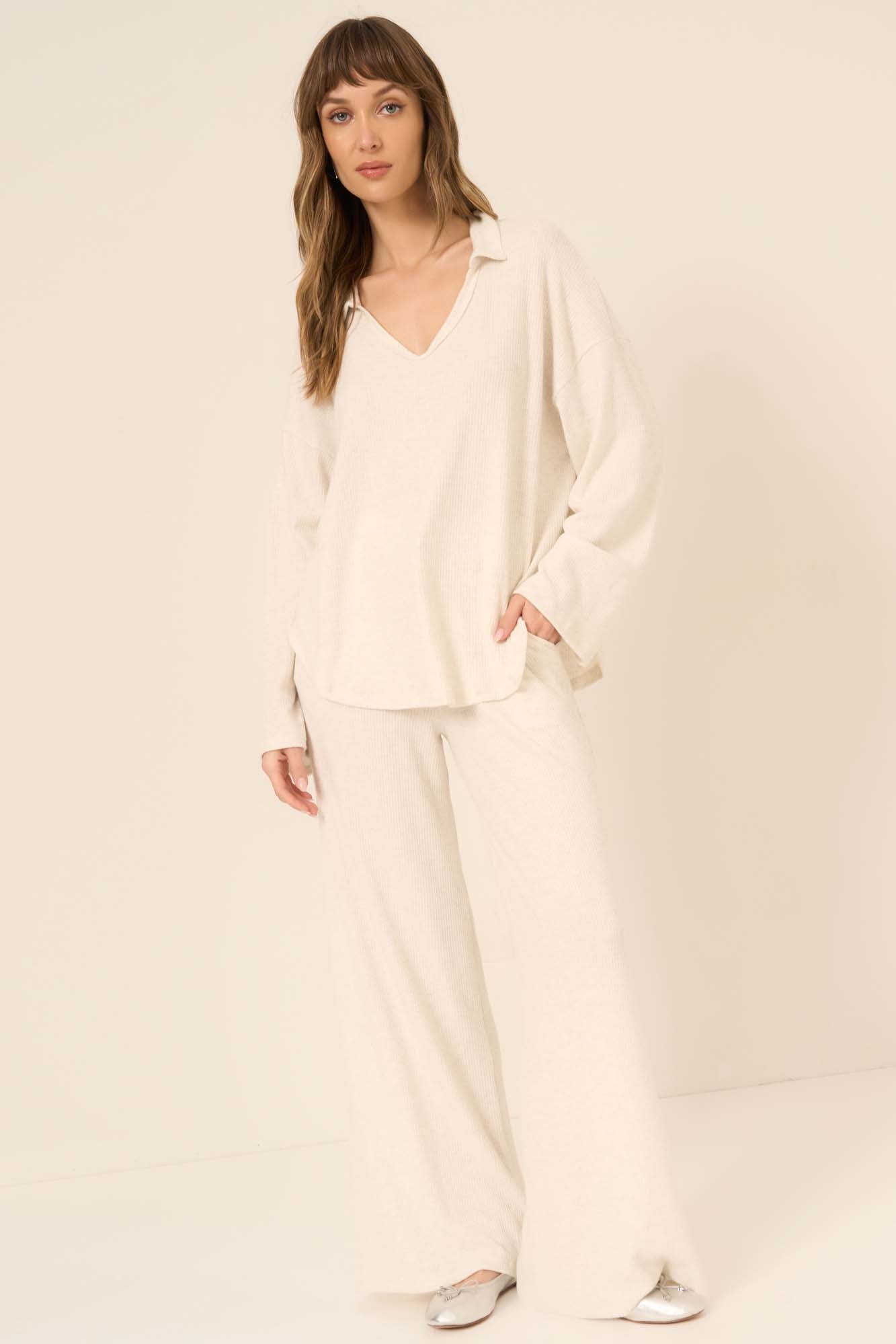 Zoey Brushed Rib Pant - Oatmeal – PROJECT SOCIAL T