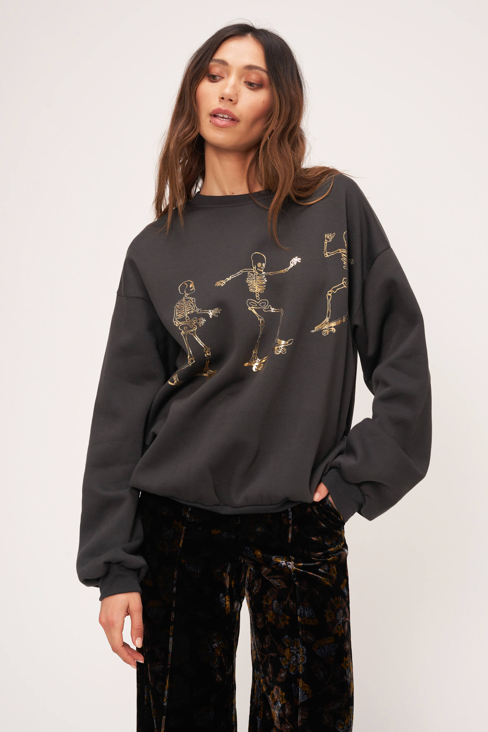 Skeleton Skate Sweatshirt - Washed Black – PROJECT SOCIAL T