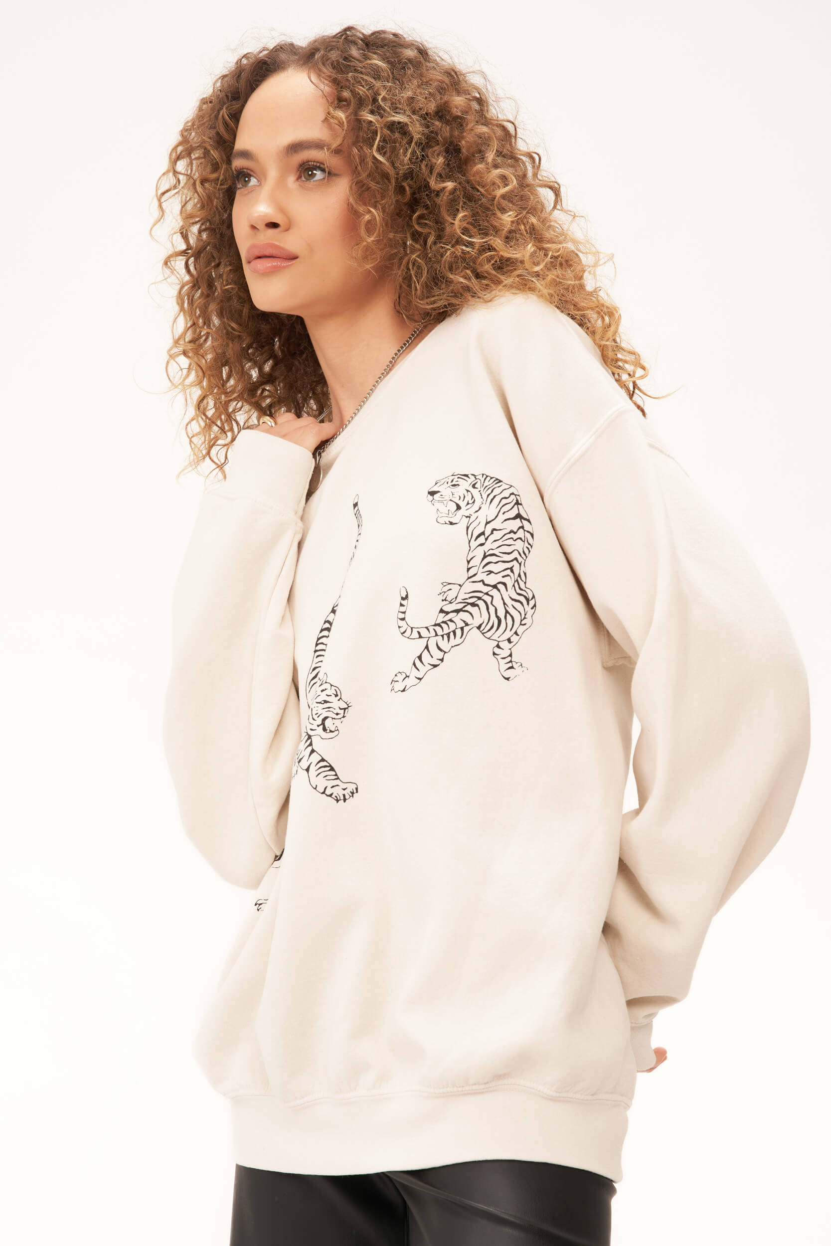 Tigers Oversized Sweatshirt - Brushed Bone – PROJECT SOCIAL T